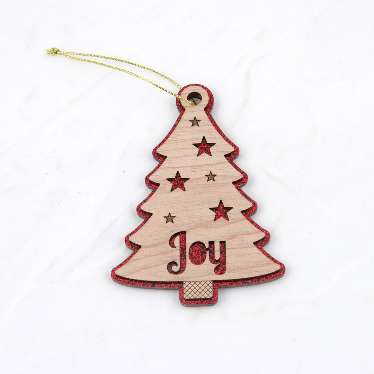 Glitter and Wood Christmas Ornaments