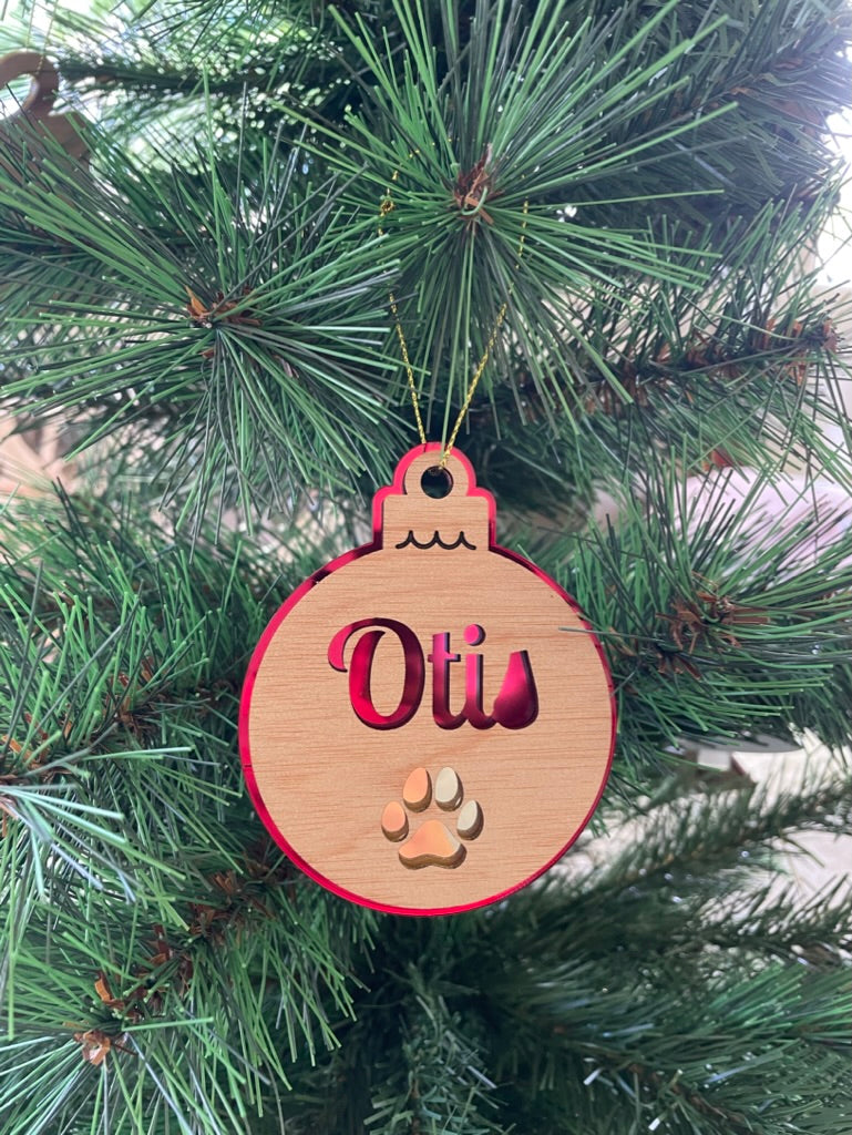 Personalised Pet Mirror and Wood Christmas Ornaments