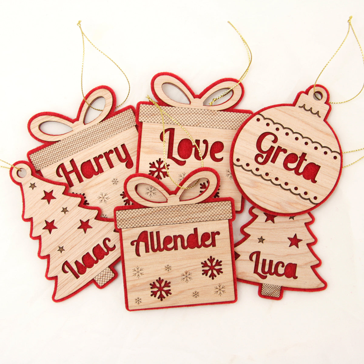 Personalised Felt and Wood Christmas Ornaments