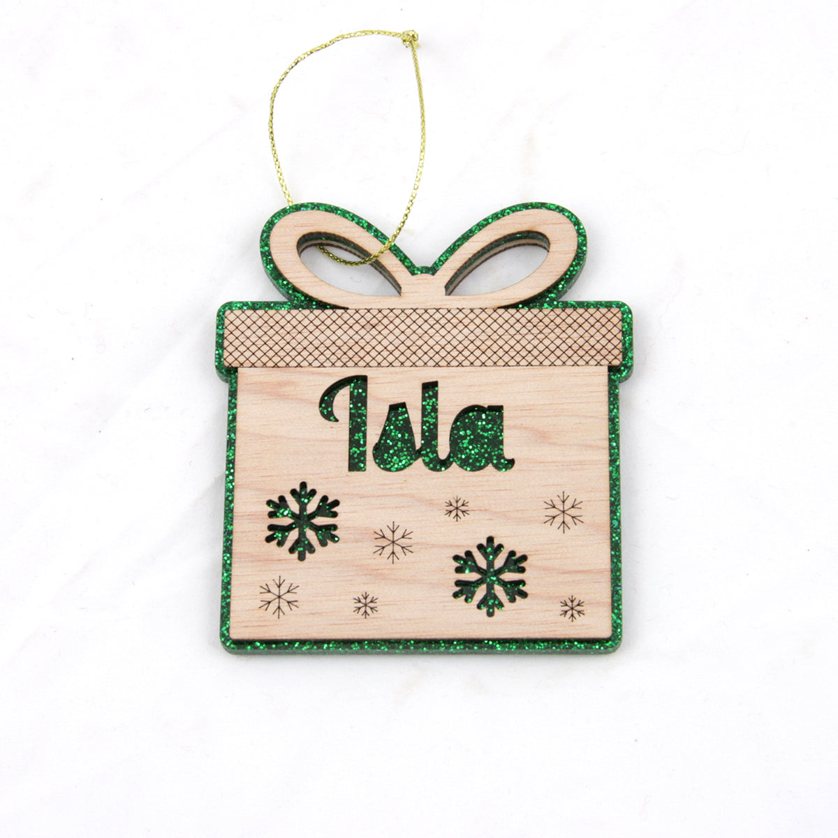 Personalised Glitter and Wood Christmas Ornaments