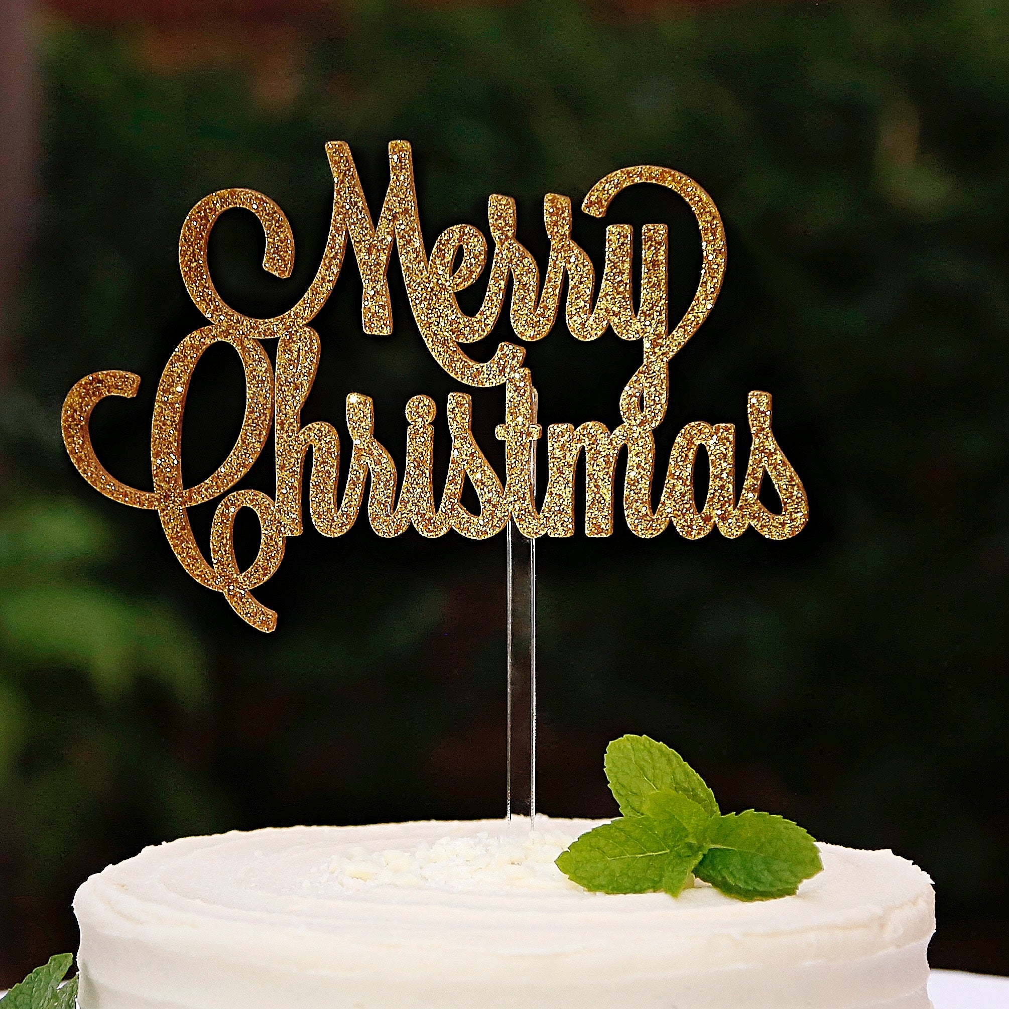 Glitter Cake Topper 'Merry Christmas'