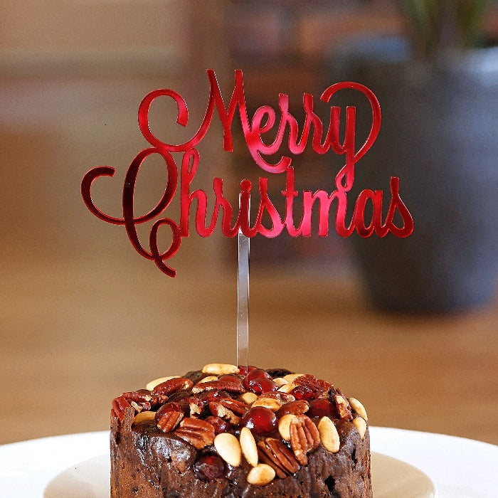 merry christmas red cake topper