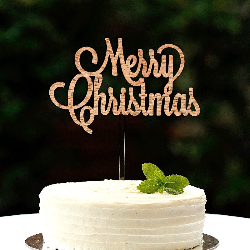 Wooden Cake Topper 'Merry Christmas' – Minting Memories