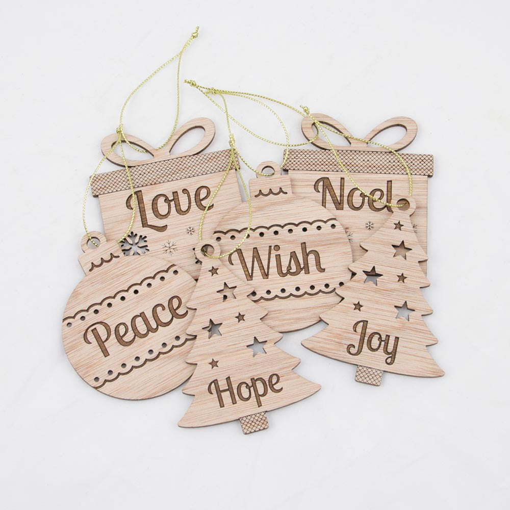 traditional wooden ornament set of 6