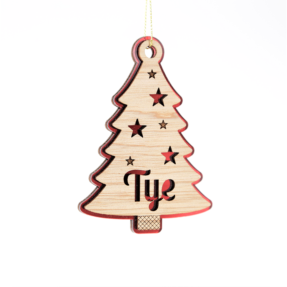Personalised Mirror and Wood Christmas Ornaments