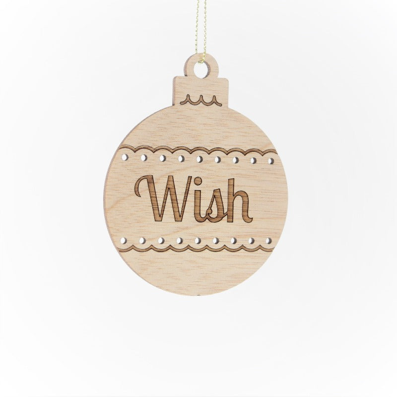 Wooden ornament bauble shape Wish
