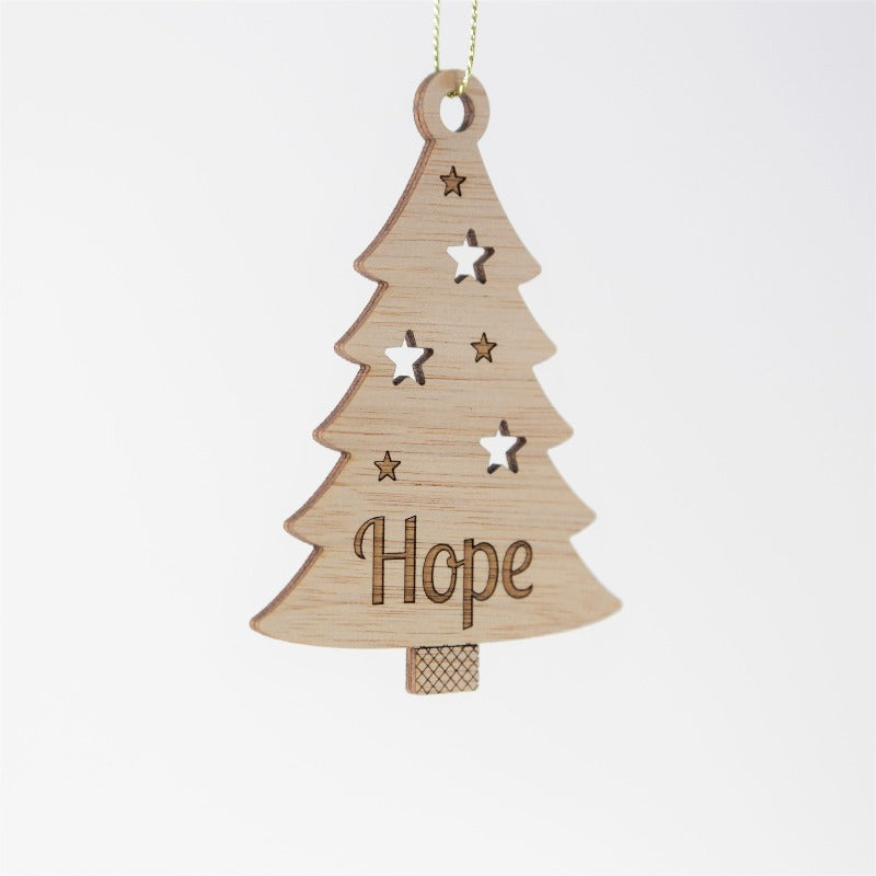 Wooden laser cut ornament Hope